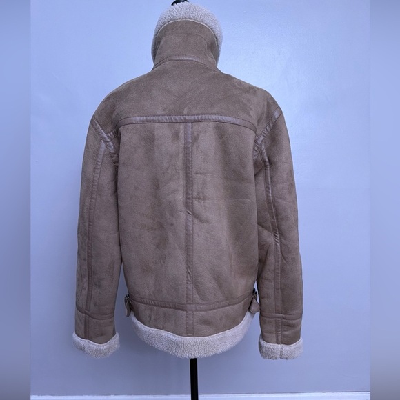 Zara Suede Moto Jacket Faux Fur Lined Medium M Women’s Biker - Picture 7 of 10